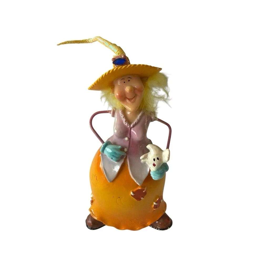 Halloween Witch Figurine Whimsical Resin Decor With‎ Ghost Vintage